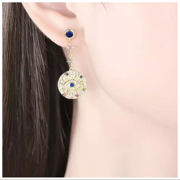 Crystal Evil Eye Lightweight Earrings - Picture 6 of 6